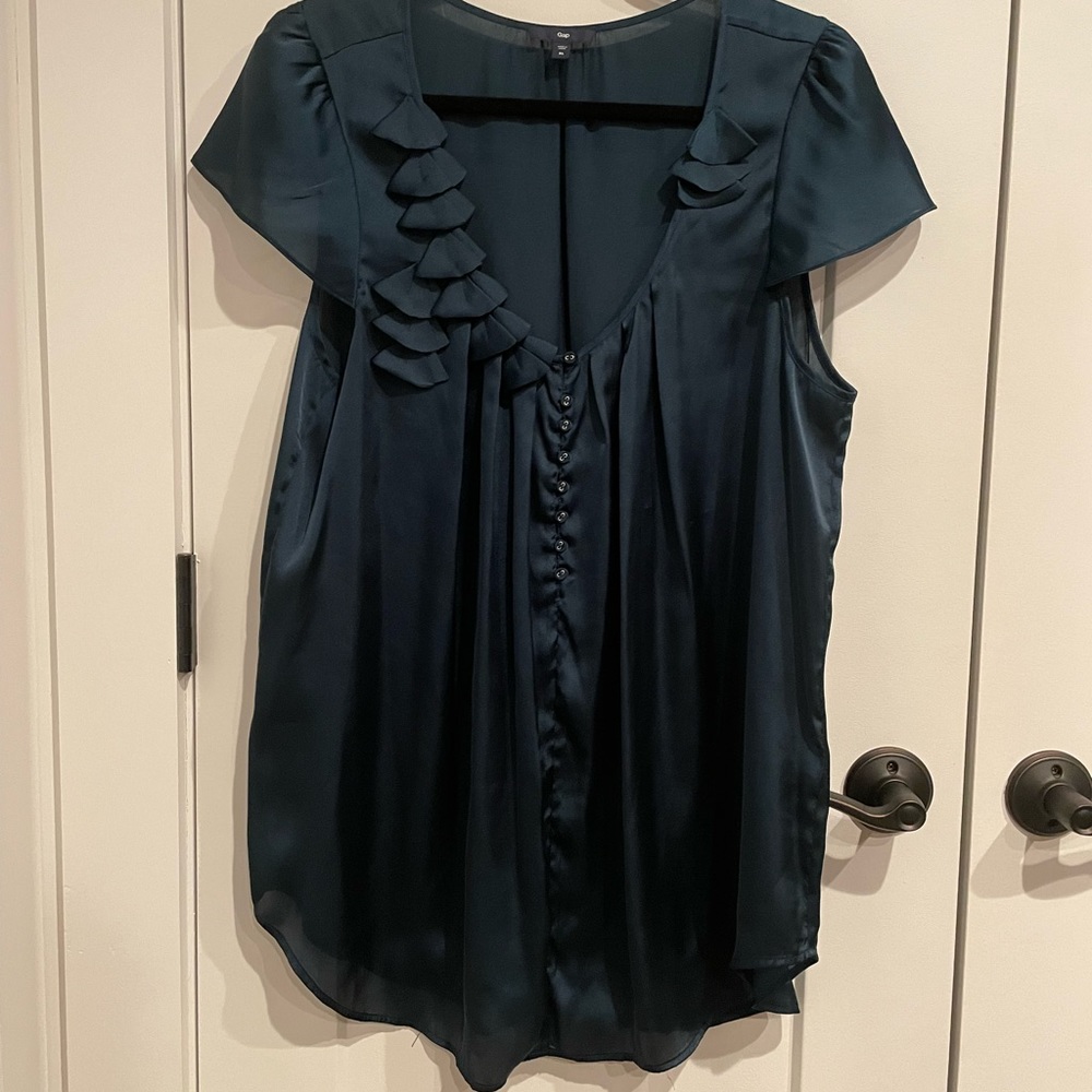 GAP vintage blouse. Top. Shirt. Cap sleeve. Jade green. XL.
